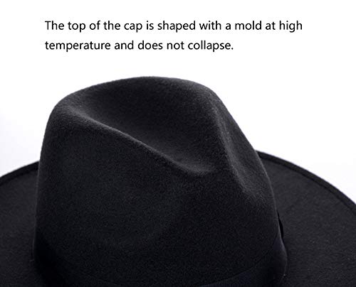 Black Wool Cowboy Hat for Men & Women