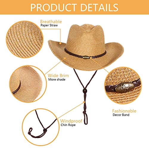 Summer Shade Cowboy Hat with Windproof Rope