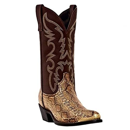 Gold Snakeskin Mens Cowboy Boots with Cuban Heel