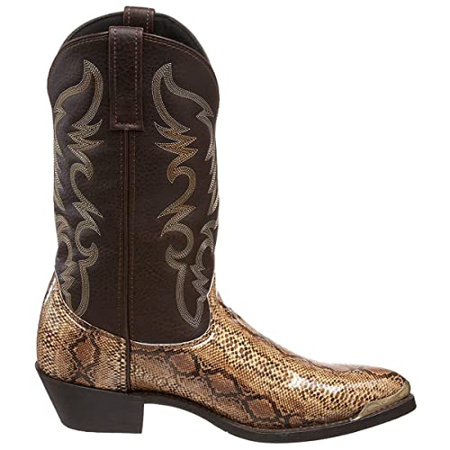 Gold Snakeskin Mens Cowboy Boots with Cuban Heel