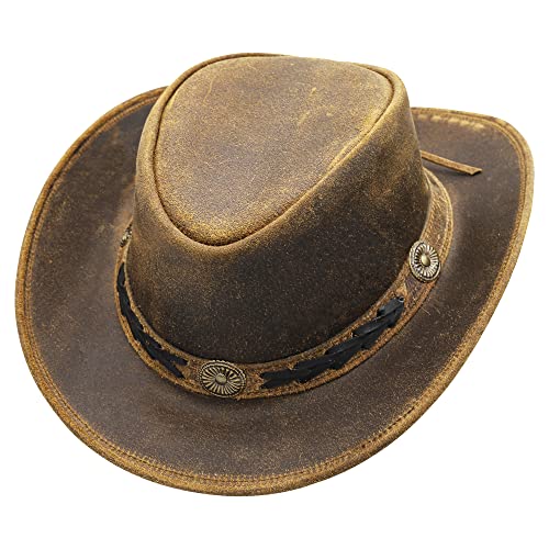 Men's and Women's Leather Outback Cowboy Hat