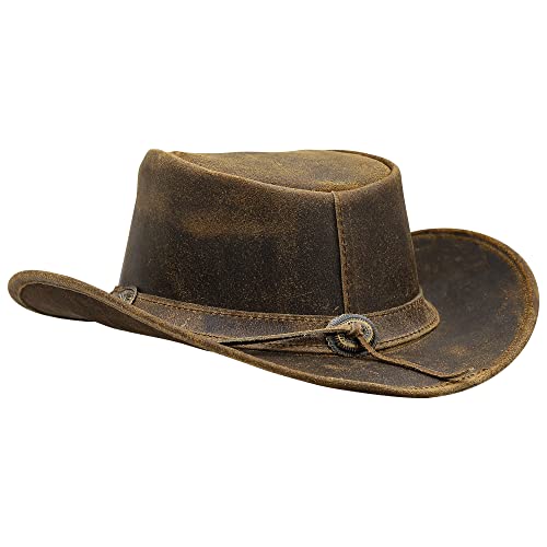 Men's and Women's Leather Outback Cowboy Hat