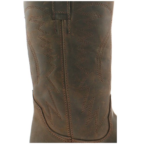 Wrangler TEXAS HI Leather Cowboy Boots Dark Brown
