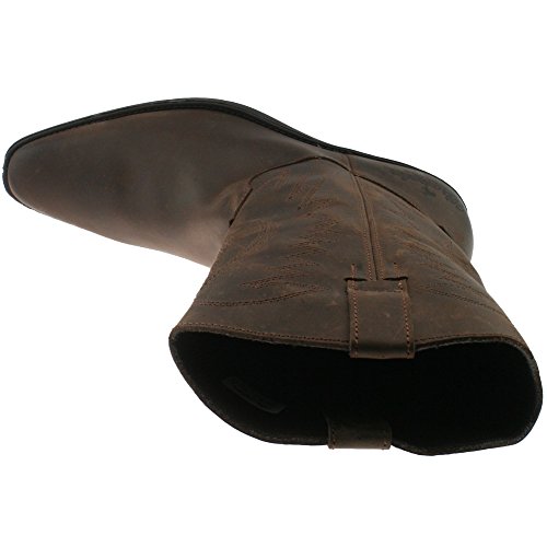 Wrangler TEXAS HI Leather Cowboy Boots Dark Brown