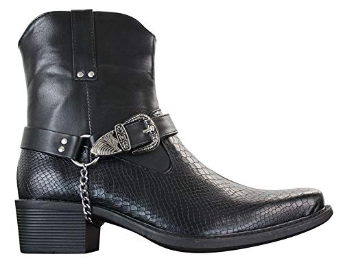 White & Black Snake Cowboy Ankle Boots