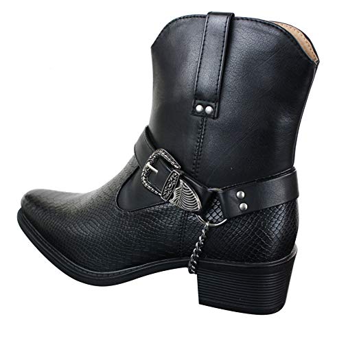 White & Black Snake Cowboy Ankle Boots