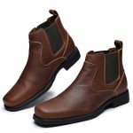 Men's Dark Brown Square Toe Chelsea Cowboy Boots