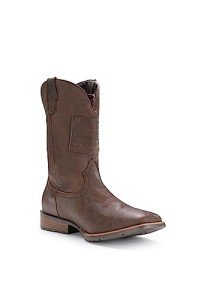 Men's Dark Brown Cowboy Boots with American Flag