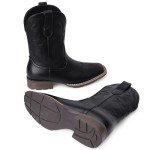 Men's Dark Black Square Toe Cowboy Boots
