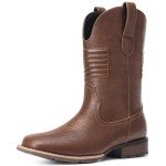 Men's Square Toe Cowboy Boots with Flag Design