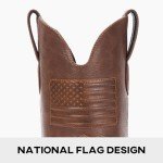 Men's Square Toe Cowboy Boots with Flag Design