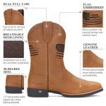 Men's Brown Flag Embroidered Cowboy Boots