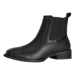 Men's Black Square Toe Ankle Cowboy Boots
