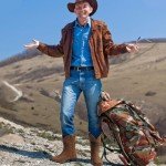 Men's Brown Flag Embroidered Cowboy Boots