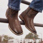 Men's Square Toe Western Cowboy Boots - Brown