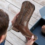 Men's Square Toe Western Cowboy Boots - Brown