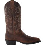 Stylish Black Leather Mid Calf Cowboy Boots