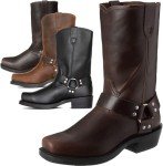 Men's Brown Mid-Calf Cowboy Biker Boots
