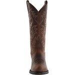 Stylish Black Leather Mid Calf Cowboy Boots