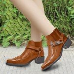 Yellow Pointed Heel Cowboy Boots for Men