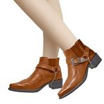 Yellow Pointed Heel Cowboy Boots for Men