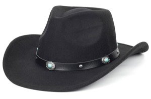 Turquoise-Black Wide Brim Cowboy Hat for All