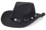 Turquoise-Black Wide Brim Cowboy Hat for All