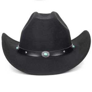 Retro Black Cowboy Hat with Turquoise Bling