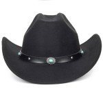 Retro Black Cowboy Hat with Turquoise Bling