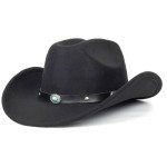 Retro Black Cowboy Hat with Turquoise Bling