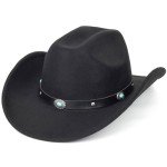Retro Black Cowboy Hat with Turquoise Bling