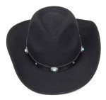 Turquoise-Black Wide Brim Cowboy Hat for All
