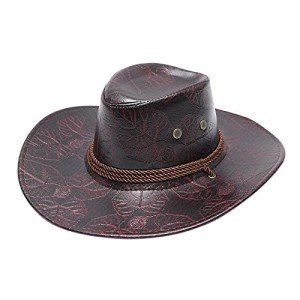 Men's Western Leather Cowboy Hat with Buckle Band