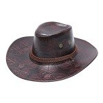 Men's Western Leather Cowboy Hat with Buckle Band