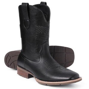 Men's Square Toe Western Cowboy Boots - Black