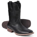 Men's Square Toe Western Cowboy Boots - Black