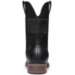 Men's Square Toe Western Cowboy Boots - Black