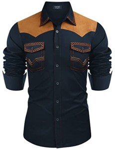 Embroidered Slim-Fit Cowboy Shirt with Pockets