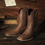 Men's Square Toe Cowboy Boots with Flag Print