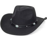 Retro Black Cowboy Hat with Turquoise Bling