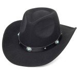 Retro Black Cowboy Hat with Turquoise Bling