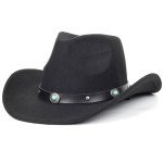 Retro Black Cowboy Hat with Turquoise Bling