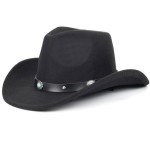 Retro Black Cowboy Hat with Turquoise Bling