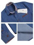 COOFANDY Men's Denim Cowboy Shirt Checked Collar XL