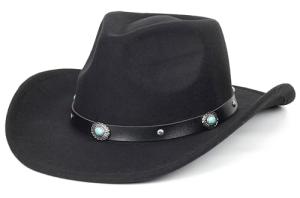 Turquoise-Black Wide Brim Cowboy Hat for All