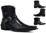 Men's Black Cowboy Boots with Cuban Heel and Buckle