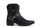 Men's Black Cowboy Boots with Cuban Heel and Buckle