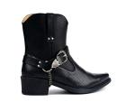 Men's Black Cowboy Boots with Cuban Heel and Buckle