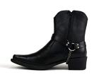 Men's Black Cowboy Boots with Cuban Heel and Buckle