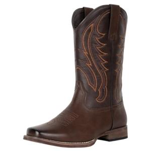 Men's Square Toe Western Cowboy Boots - Brown